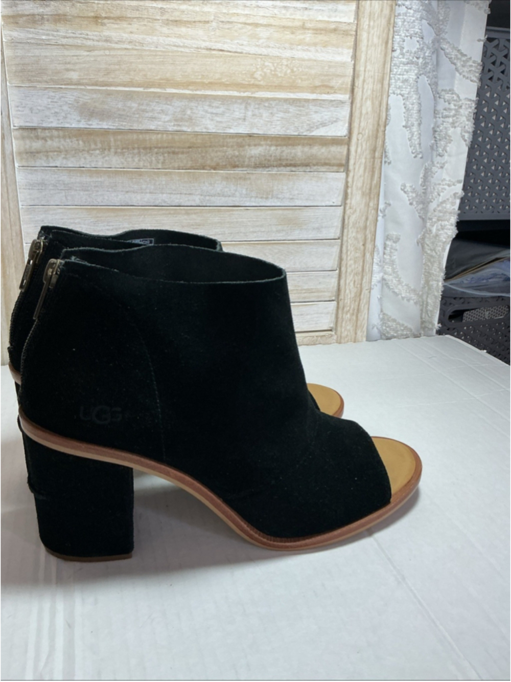UGG Black Suede Women's Heels Size 9.5 - Picture 5 of 9